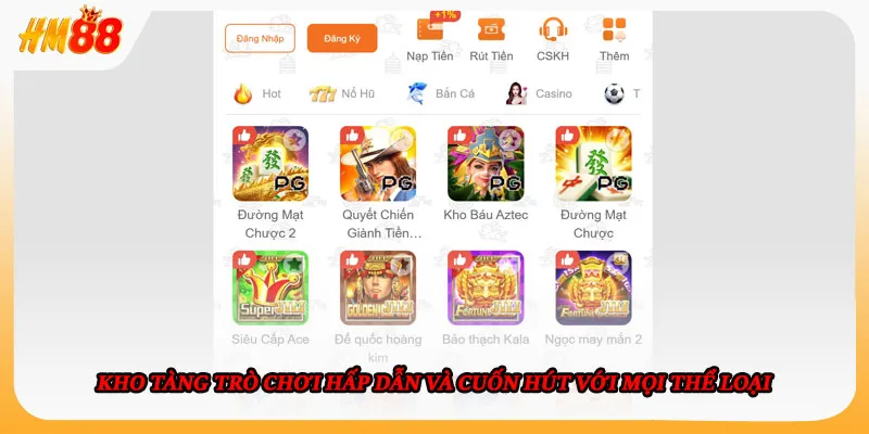 Kho tàng trò chơi hấp dẫn và cuốn hút với mọi thể loại